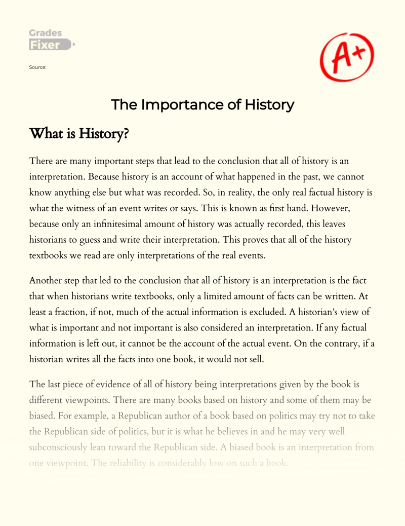 The Importance of History essay