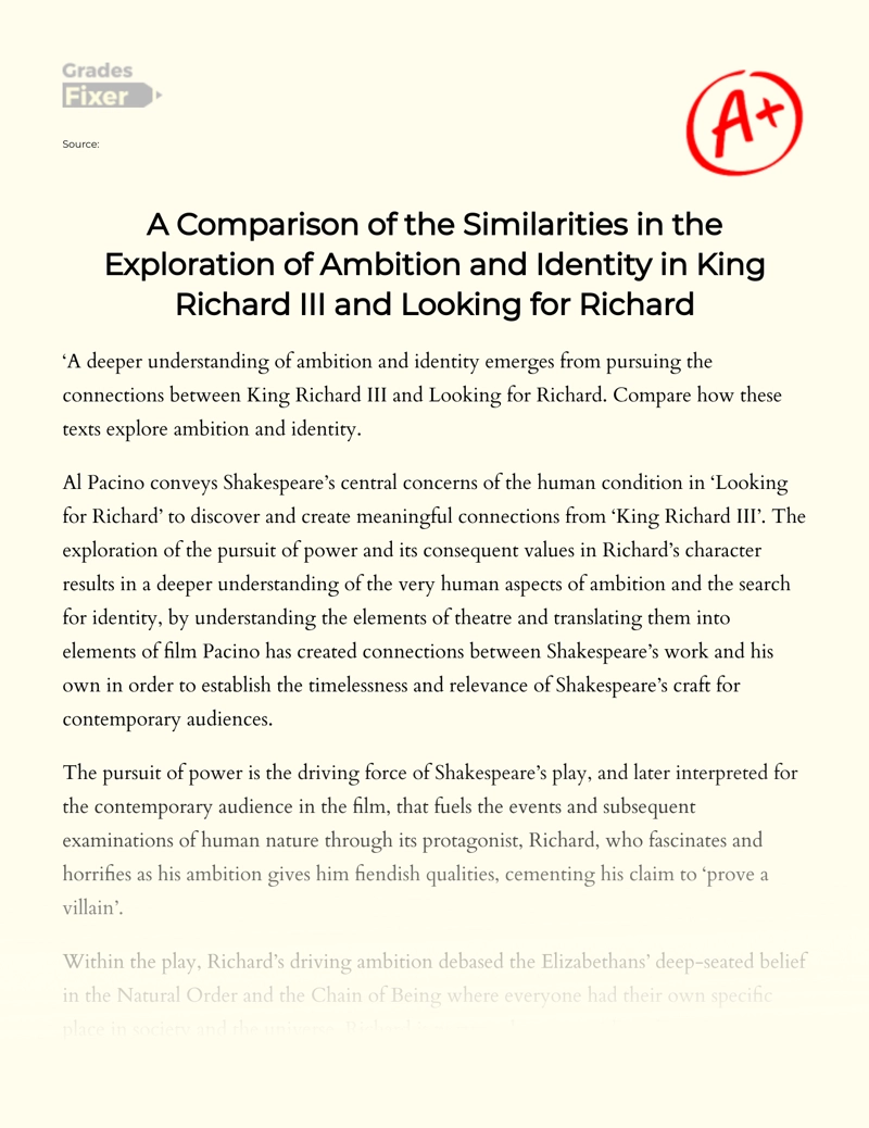 Exploring Ambition & Identity in Richard Iii Essay