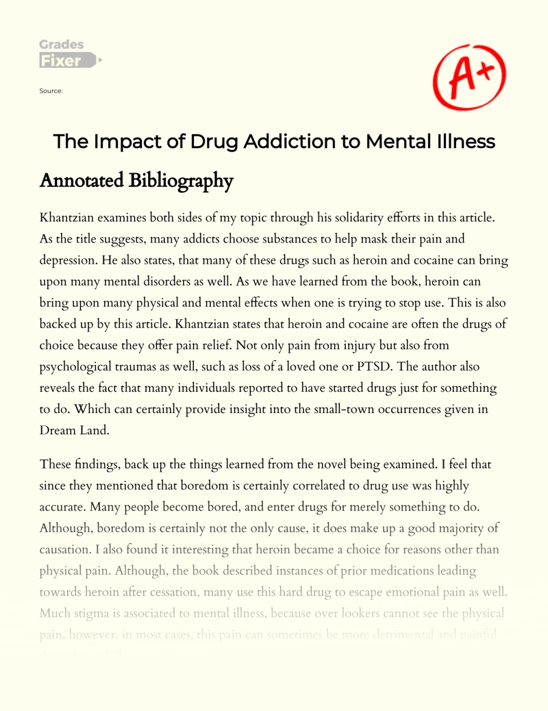 Connection Between Drug Abuse and Mental Health Essay