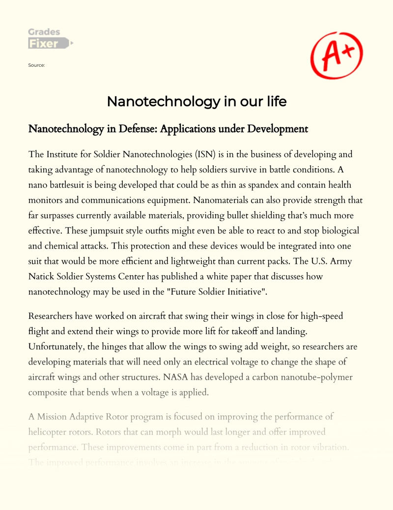 Nanotechnology in Our Life Essay