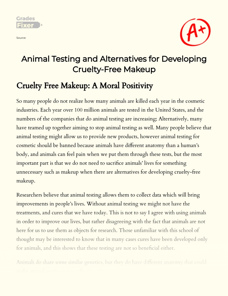 Animal Testing and Alternatives for Developing Cruelty-free Makeup Essay