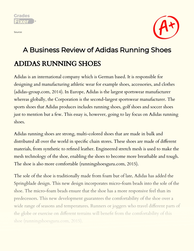 A Business Review of Adidas Running Shoes essay