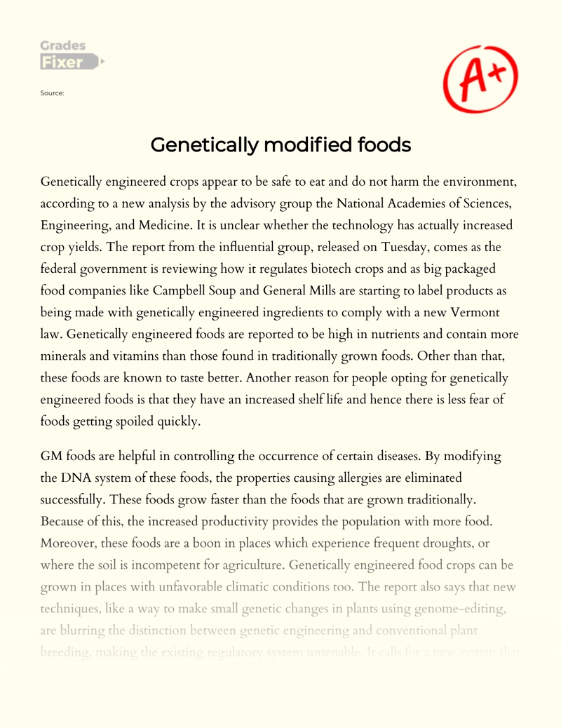 genetically modified food for and against essay