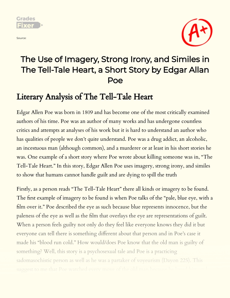 The Use Similes, Strong Irony, and Imagery in "The Tell-tale Heart" essay