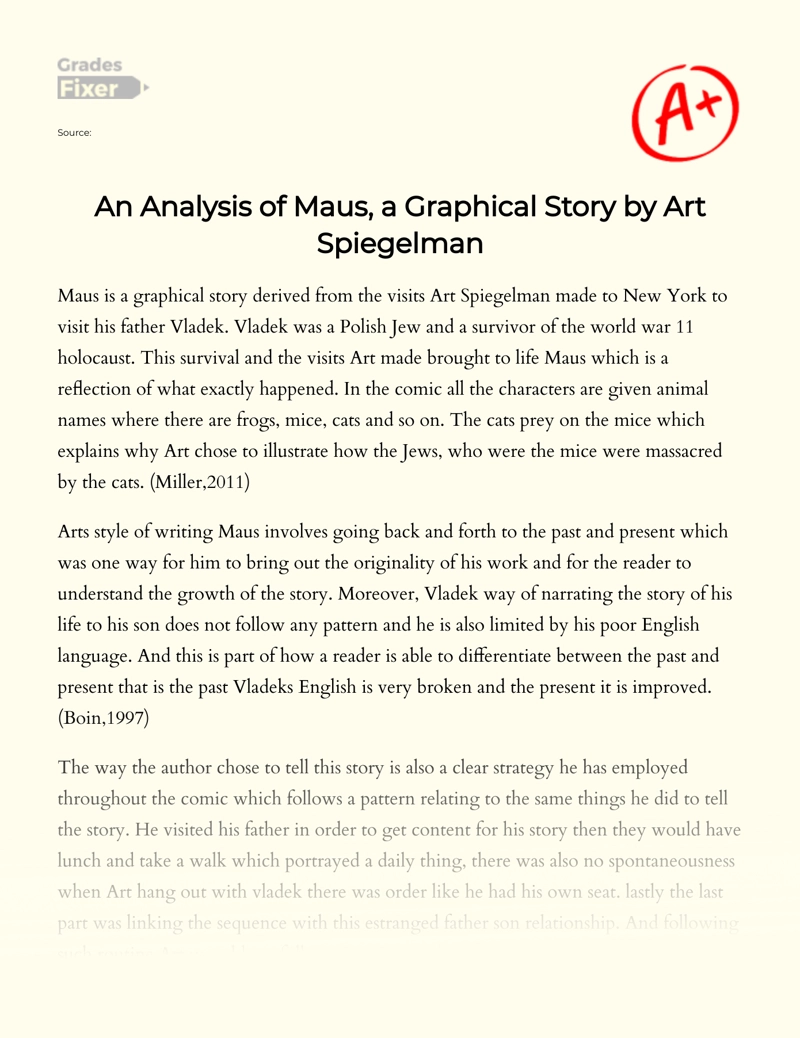 An Analysis of Maus, a Graphical Story by Art Spiegelman Essay