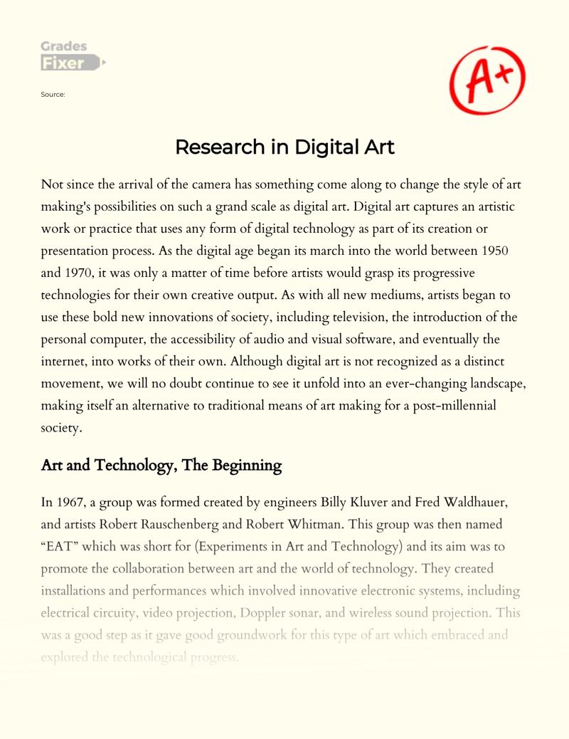 Research in Digital Art Essay