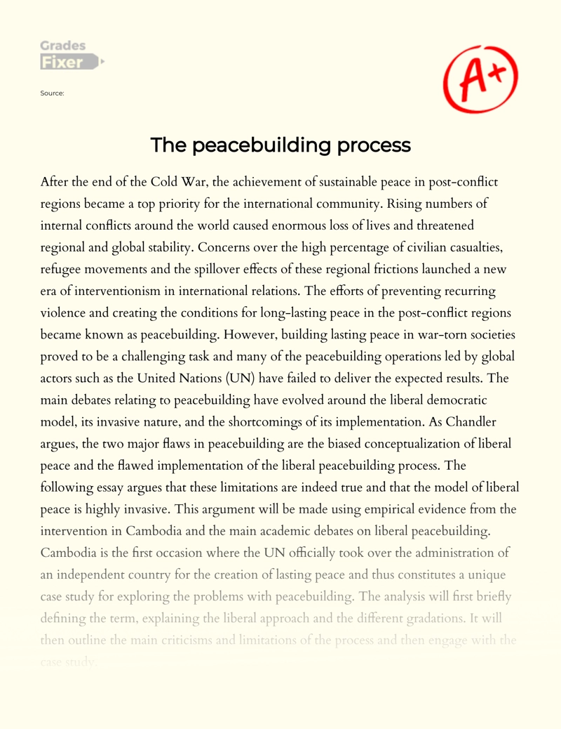 The Peacebuilding Process Essay