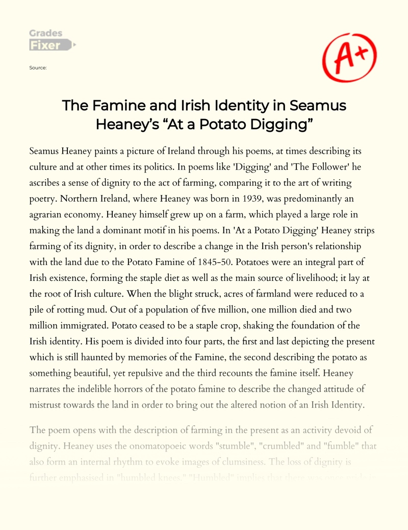 at a potato digging by seamus heaney