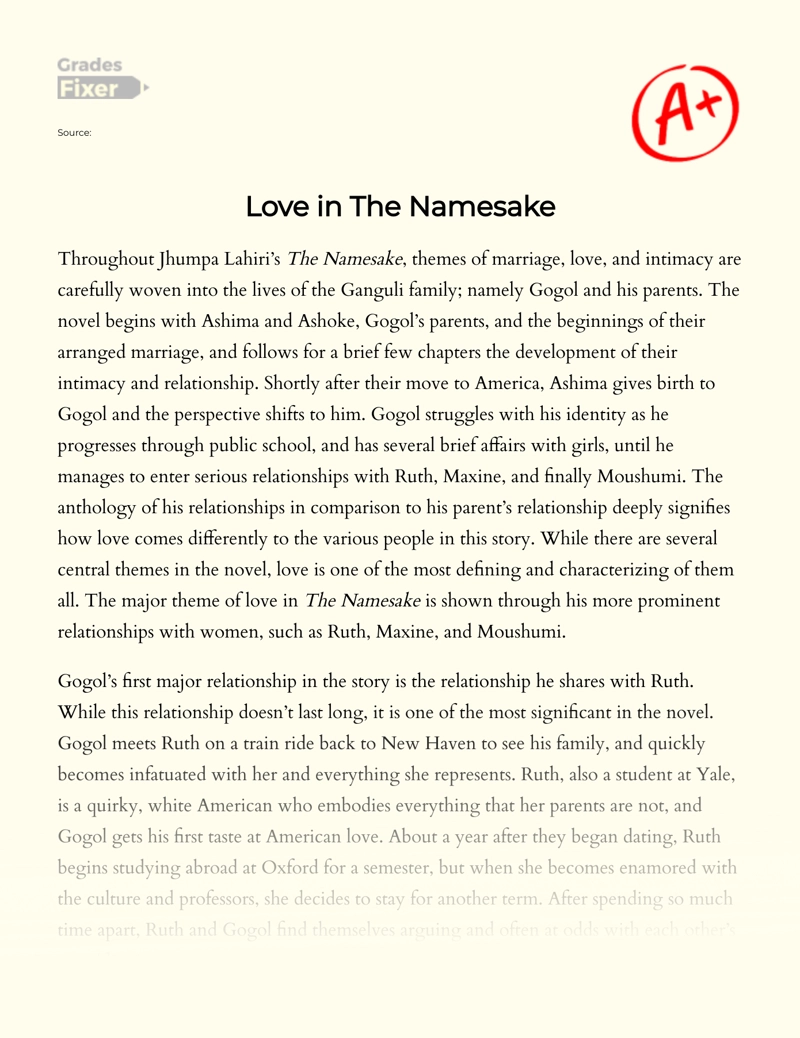 Love in The Namesake Essay