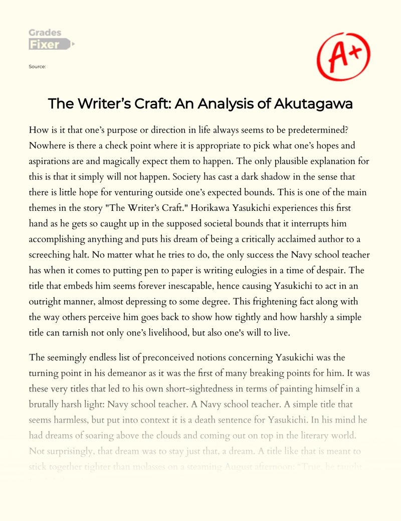 The Writer’s Craft: an Analysis of Akutagawa essay