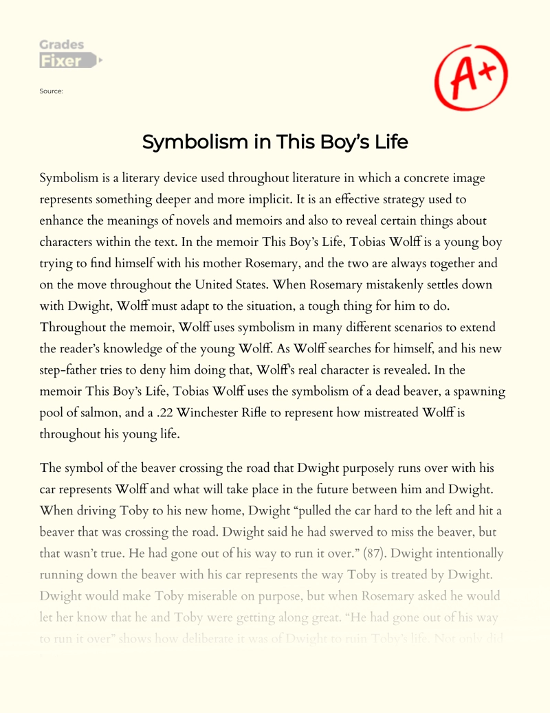 Symbolism in This Boy’s Life Essay