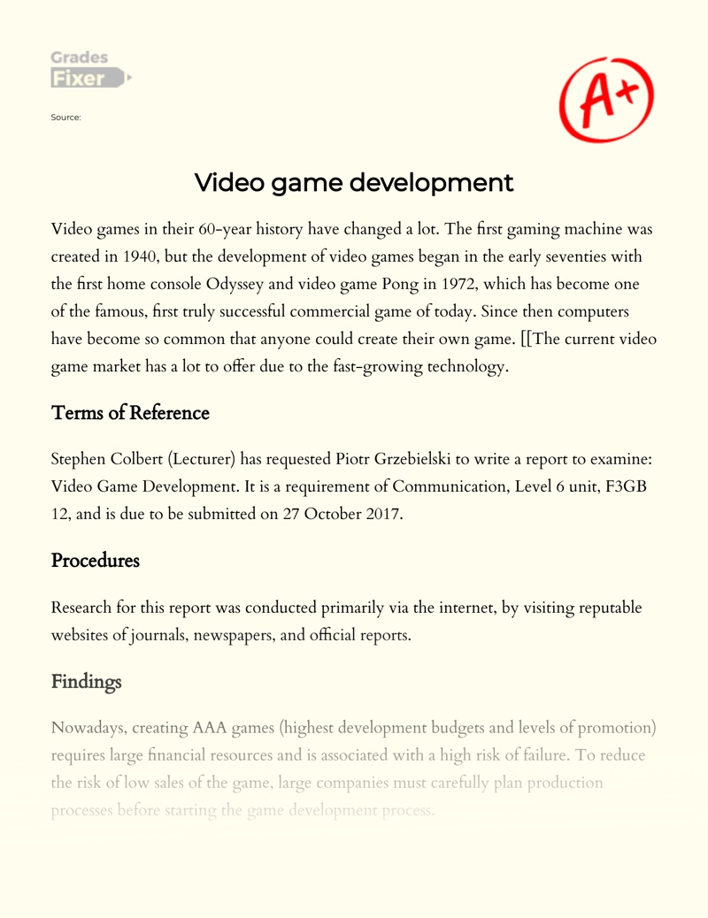 How Video Games Are Created essay