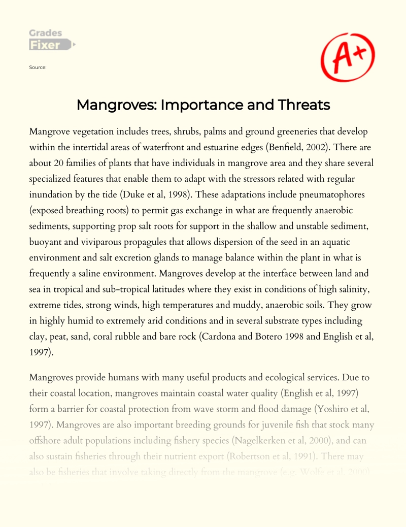 Mangroves: Importance and Threats  essay