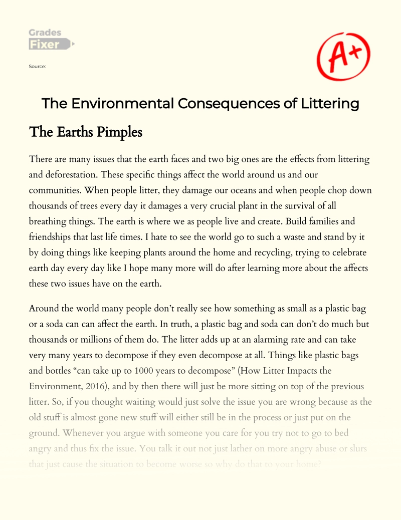 The Environmental Issues of Littering and Deforestation Essay