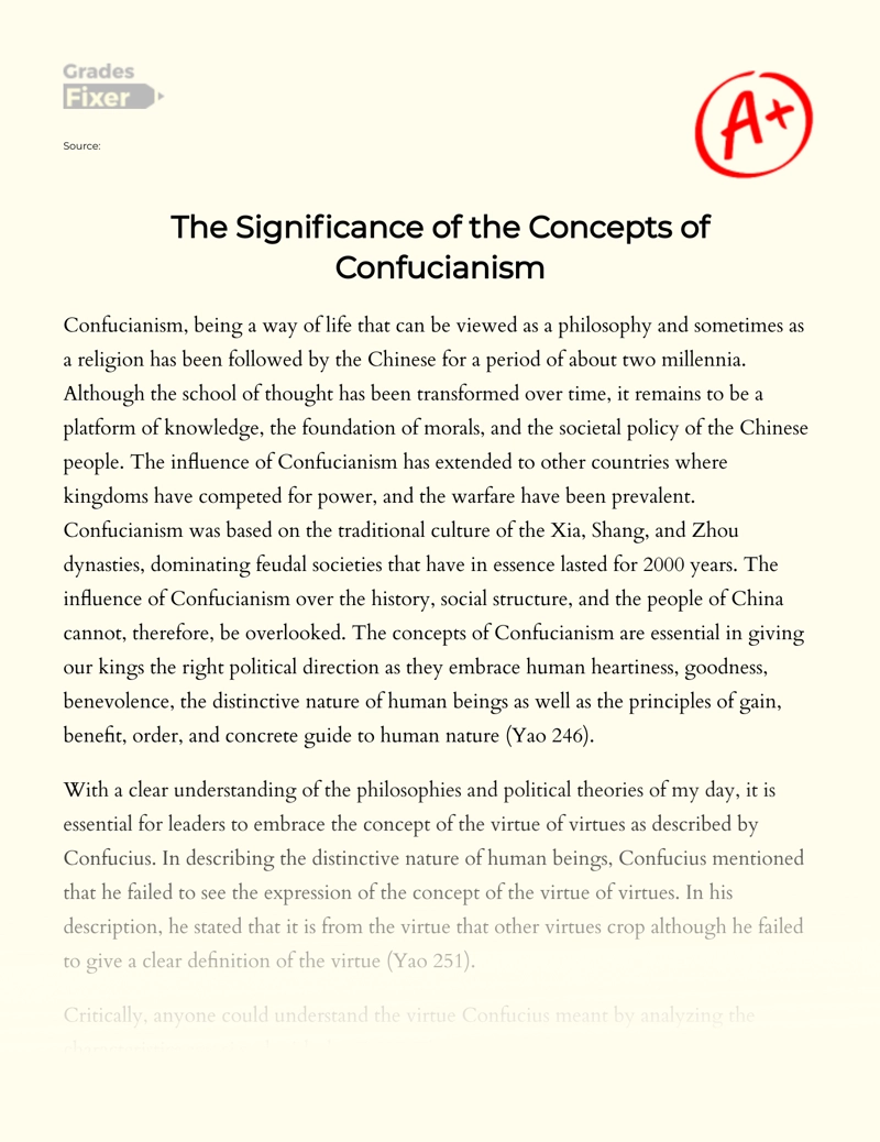 The Significance of The Concepts of Confucianism Essay