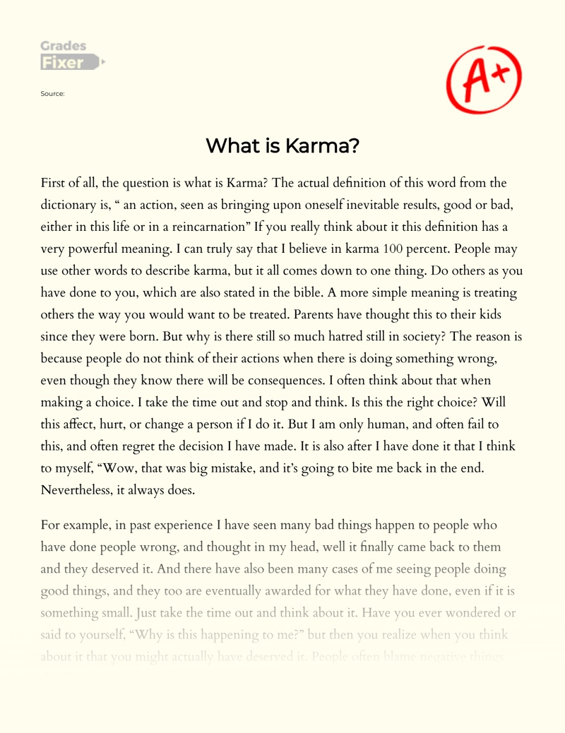 The Concept of Karma: True Or False Essay