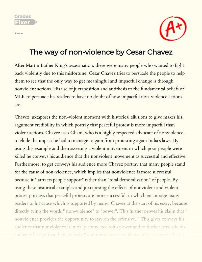 The Way of Non-violence  by Cesar Chavez essay