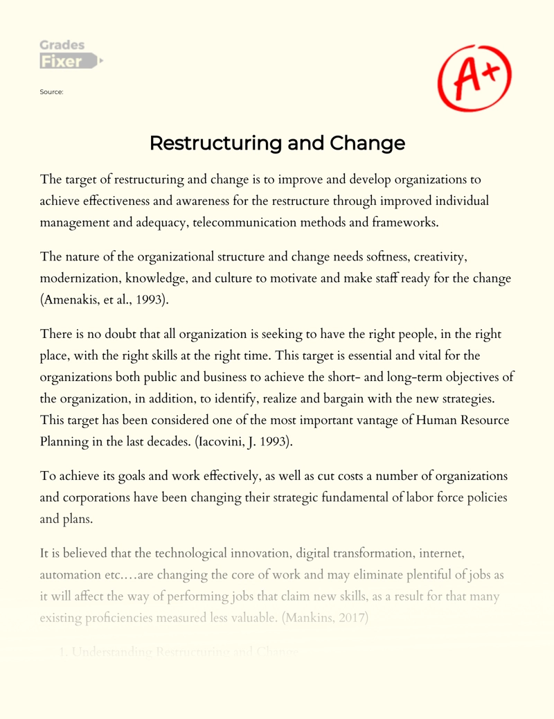 Restructuring and Change essay