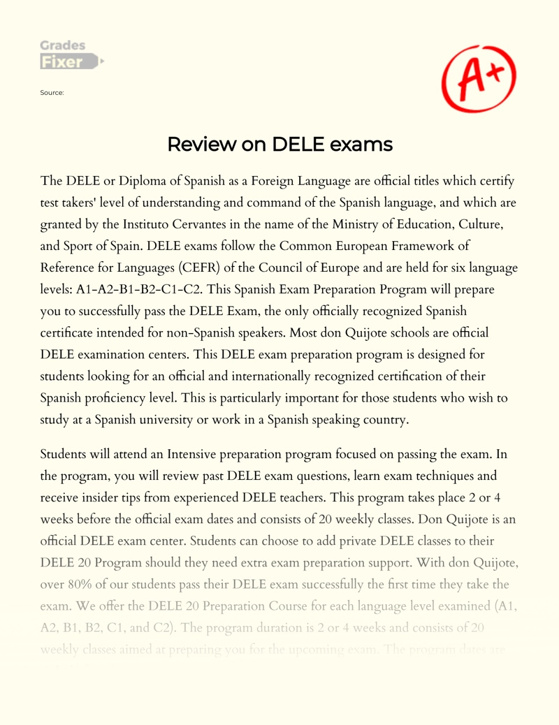 Review on Dele Exams essay