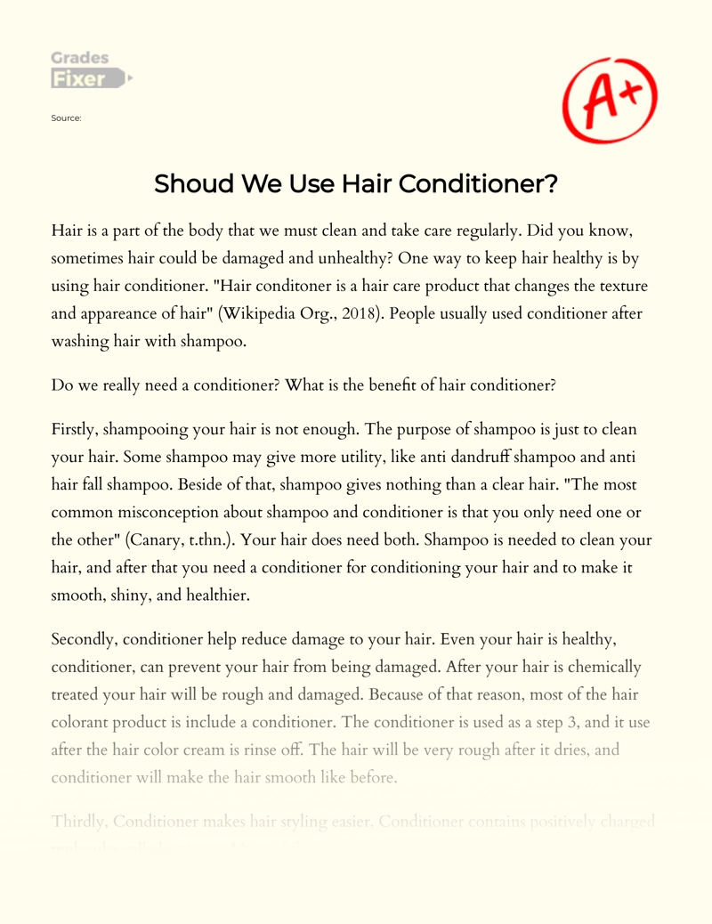 Should We Use Hair Conditioner essay