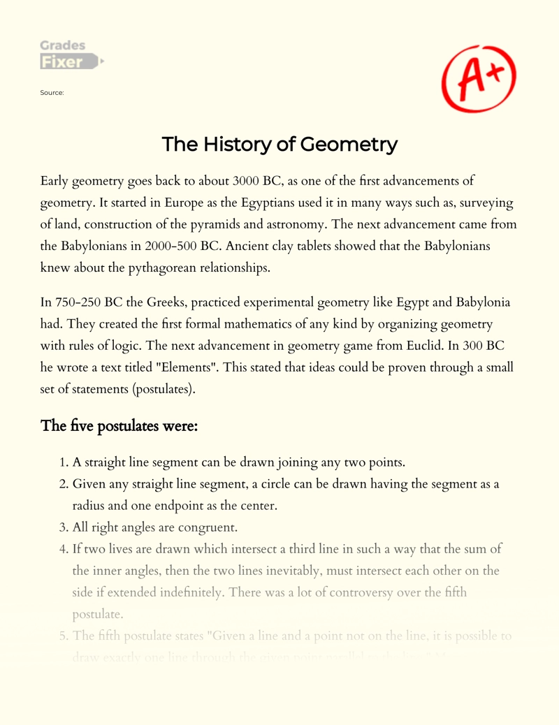 The History of Geometry Essay