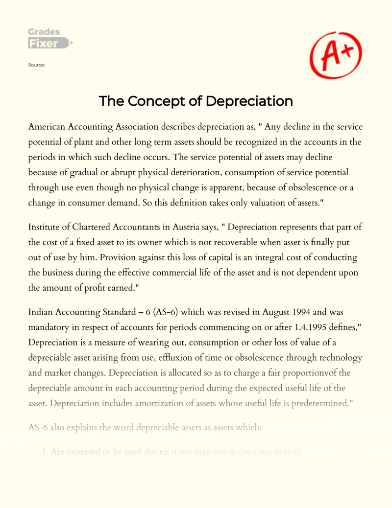 The Concept of Depreciation Essay
