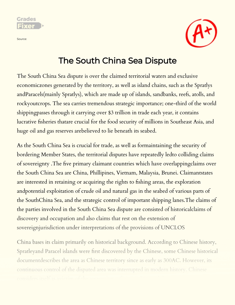 The South China Sea Dispute Essay