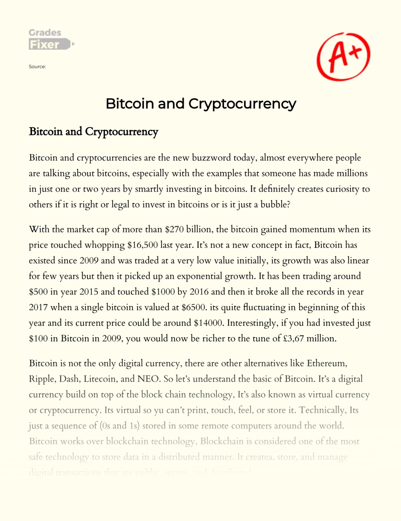 cryptocurrency essay