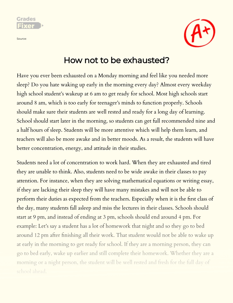 The Ways not to Be Exhausted essay