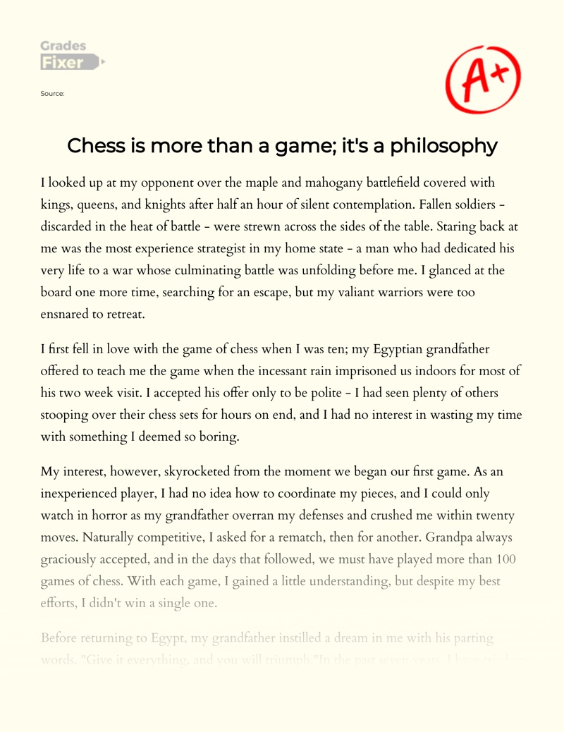 Chess is More than a Game; It's a Philosophy Essay