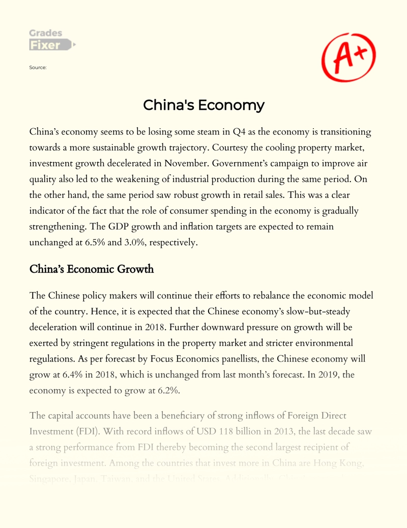 The Pecularities of Chinese Economy: Trade, Export, Fiscal Policy essay