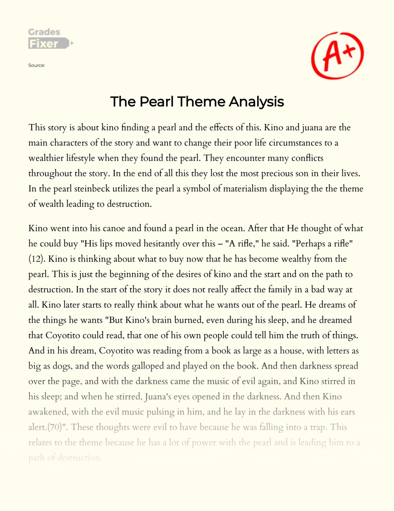 The Pearl Theme Analysis Essay