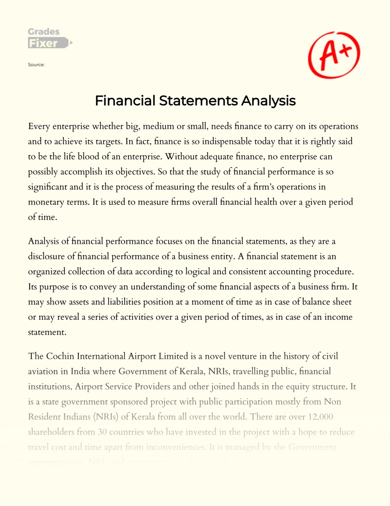 The Analysis of Financial Performance Essay