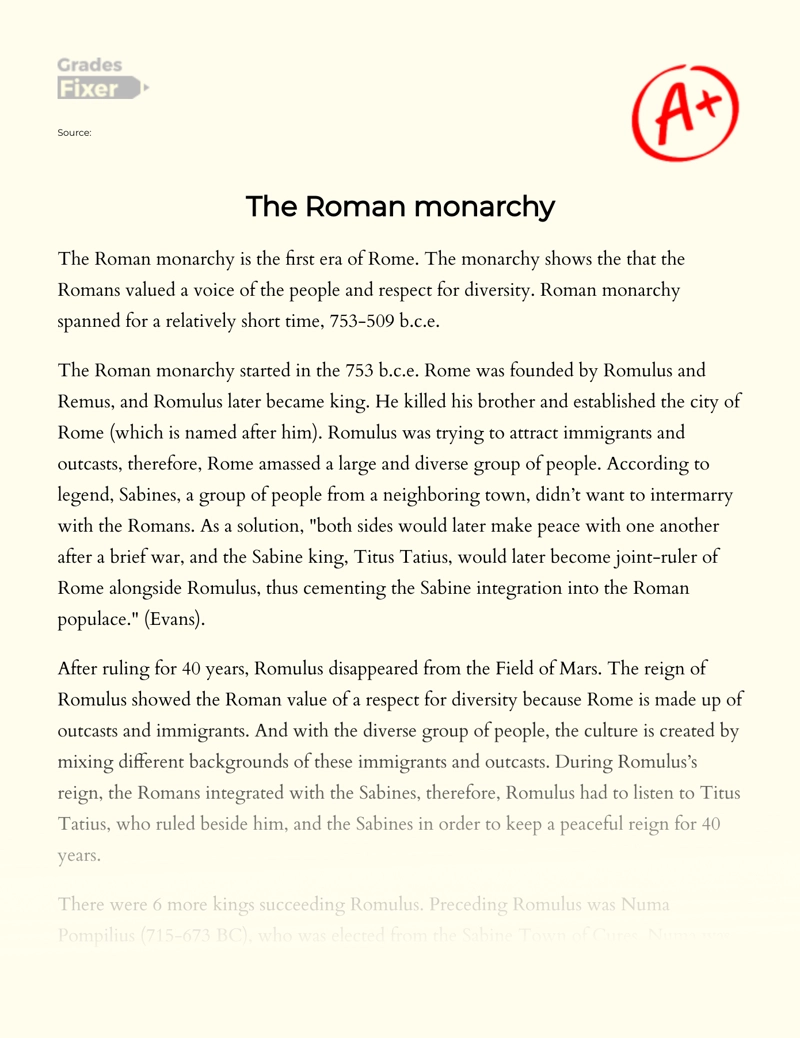 The Roman Monarchy Essay