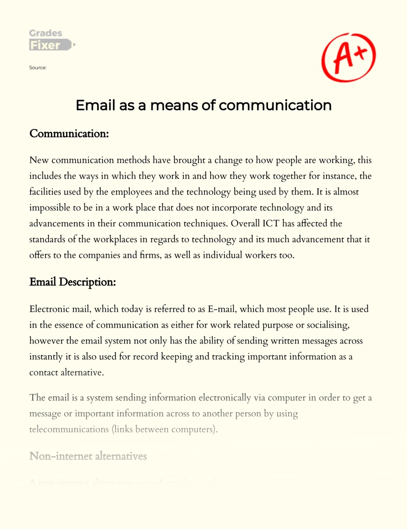 Email as a Means of Communication essay