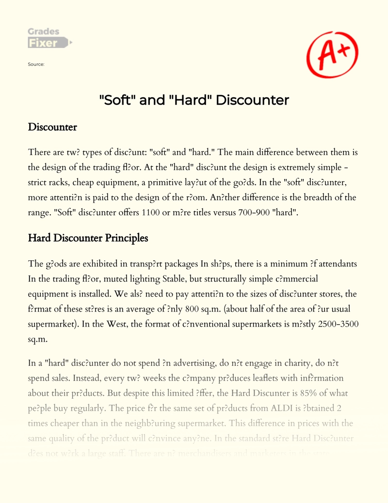 "Soft" and "Hard" Discounter Essay