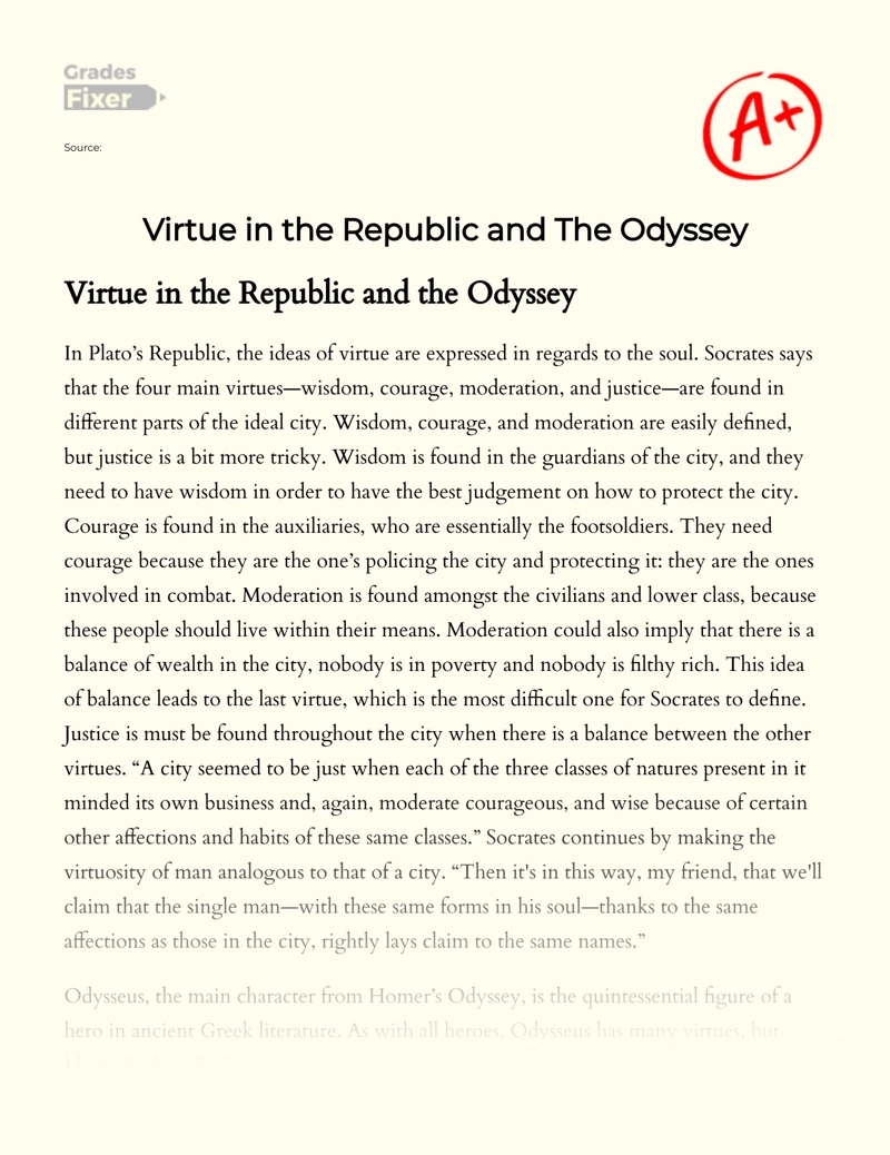 Virtue in The Republic and The Odyssey Essay