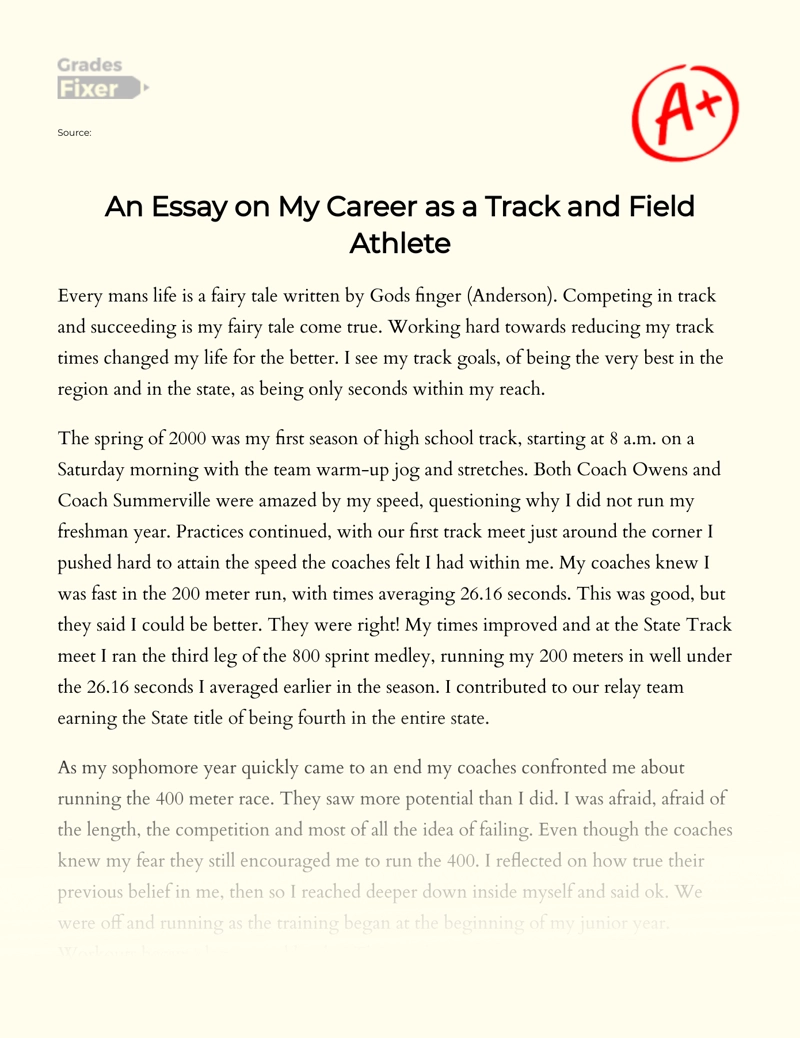 My Journey as a Track and Field Athlete: Trials and Triumph Essay