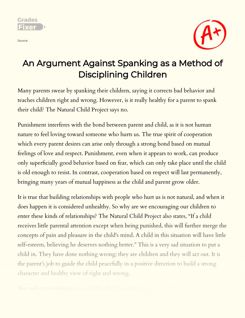 An Argument Against Spanking as a Method of Disciplining Children essay