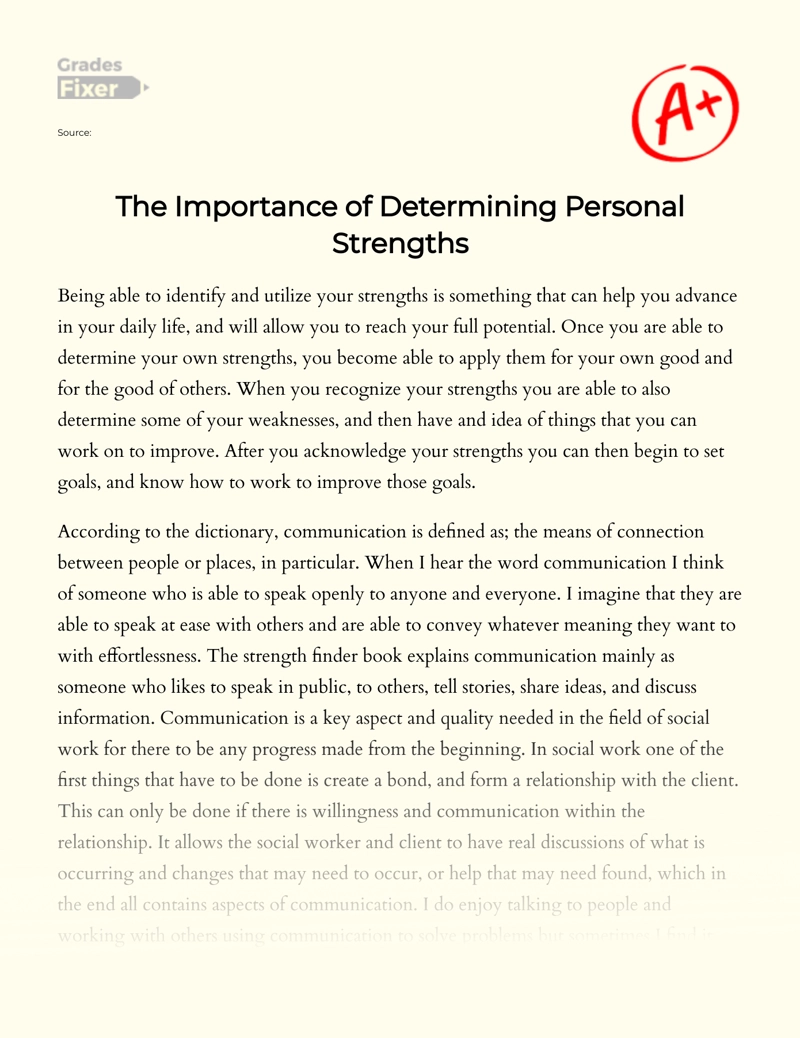 The Importance of Determining Personal Strengths essay