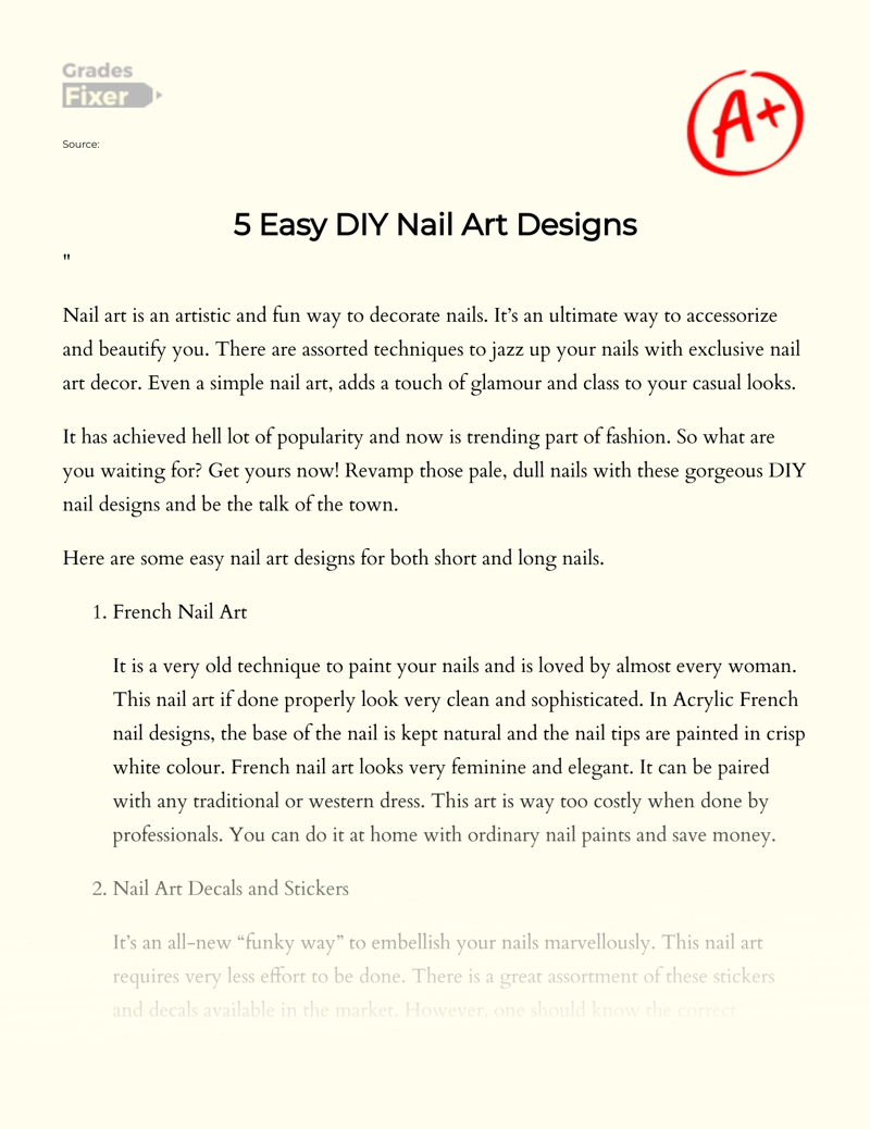 5 Easy Diy Nail Art Designs essay