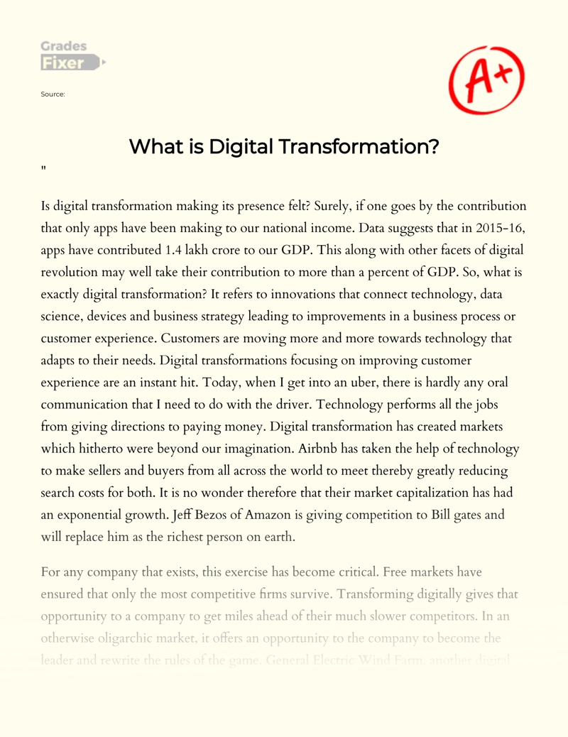 A Report on Digital Transformation Essay