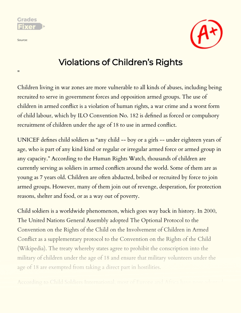 Violations of Children’s Rights Essay