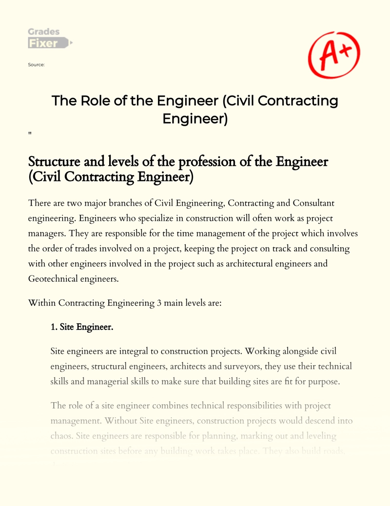 The Role of The Professions in Civil Engineering Essay