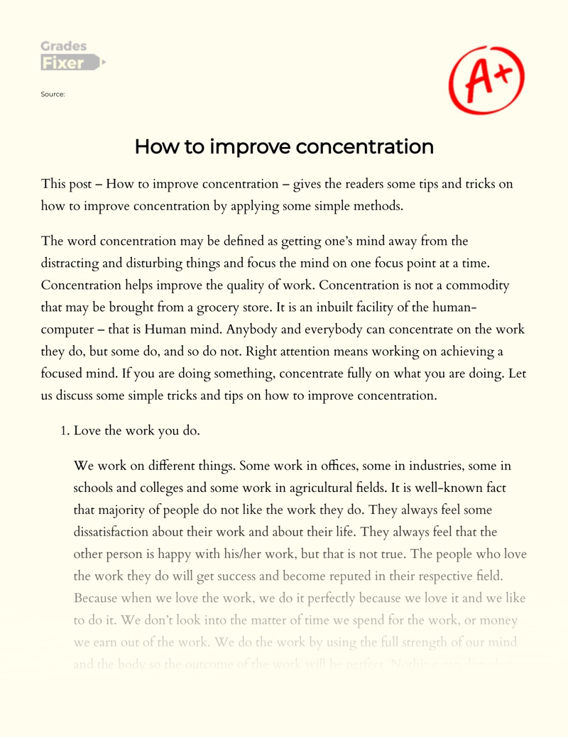 How to Improve Concentration  Essay