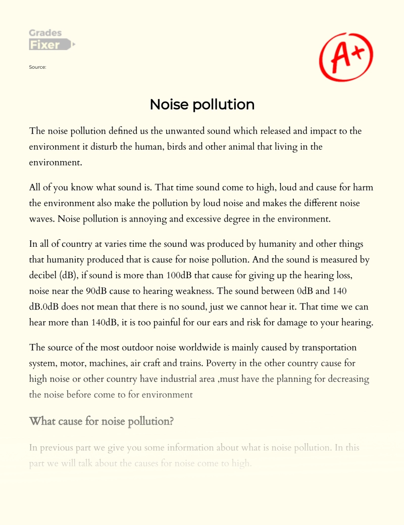 Noise Pollution essay