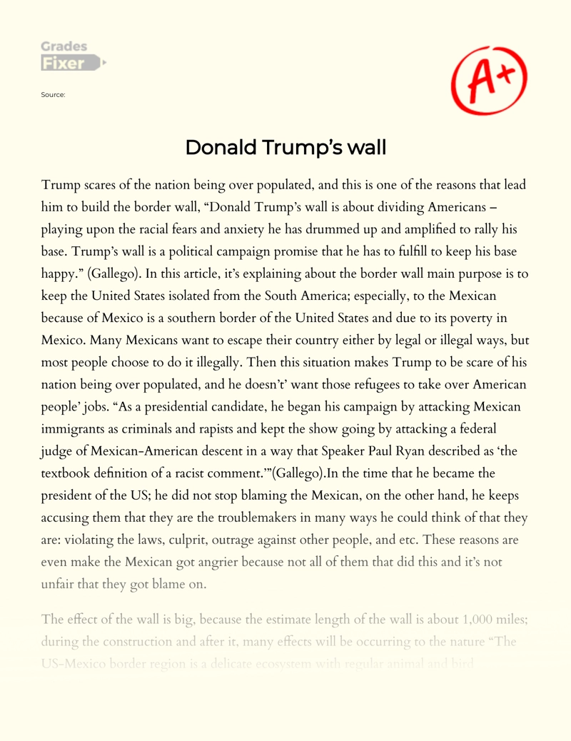 Donald Trump’s Wall Essay