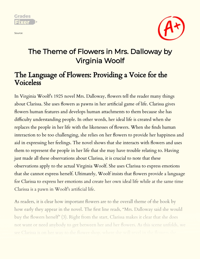 The Theme of Flowers in Mrs. Dalloway by Virginia Woolf Essay