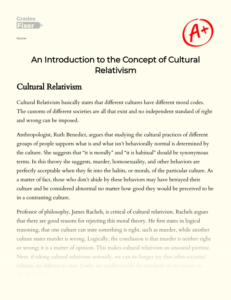 An Introduction to The Concept of Cultural Relativism Essay