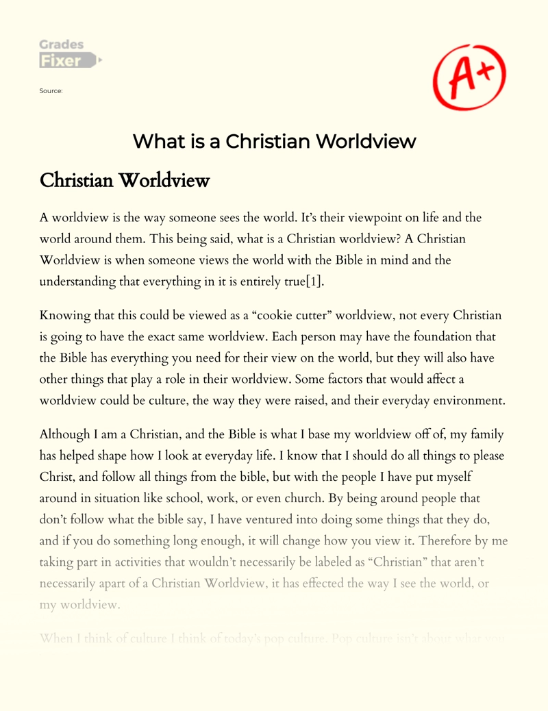 What is a Christian Worldview Essay essay